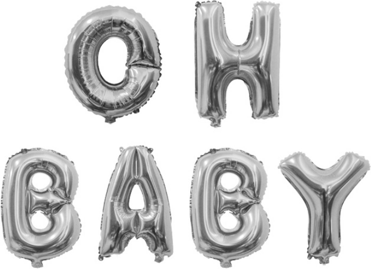 Ballonnen set Oh Baby Zilver +/- 40 cm